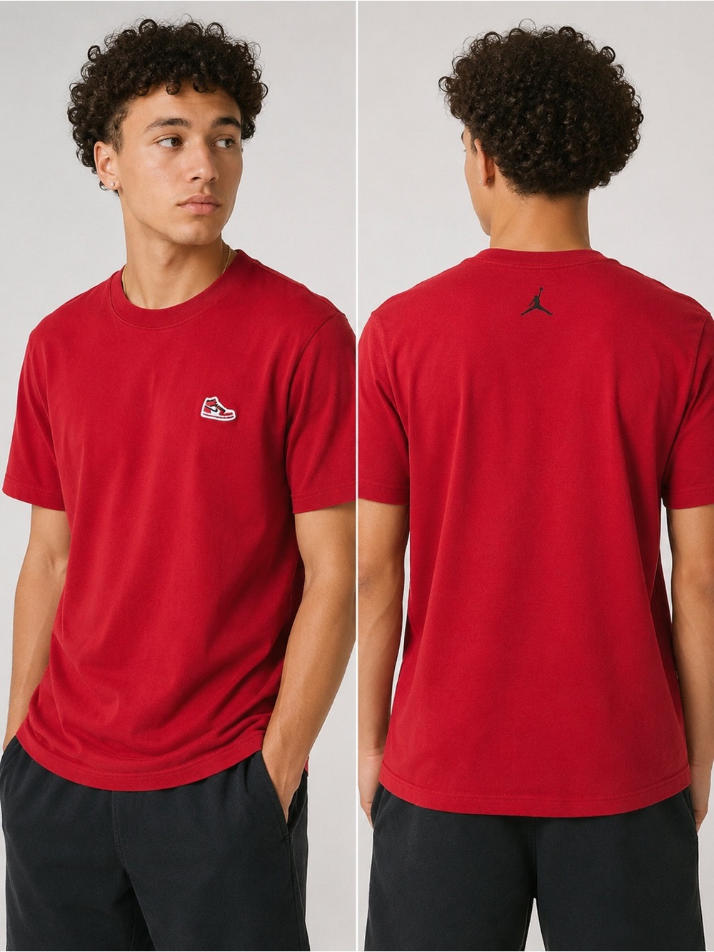 Jordan Air Jordan 1 Sneaker Logo Red T Shirt Men’s Large Embroidered Jumpman